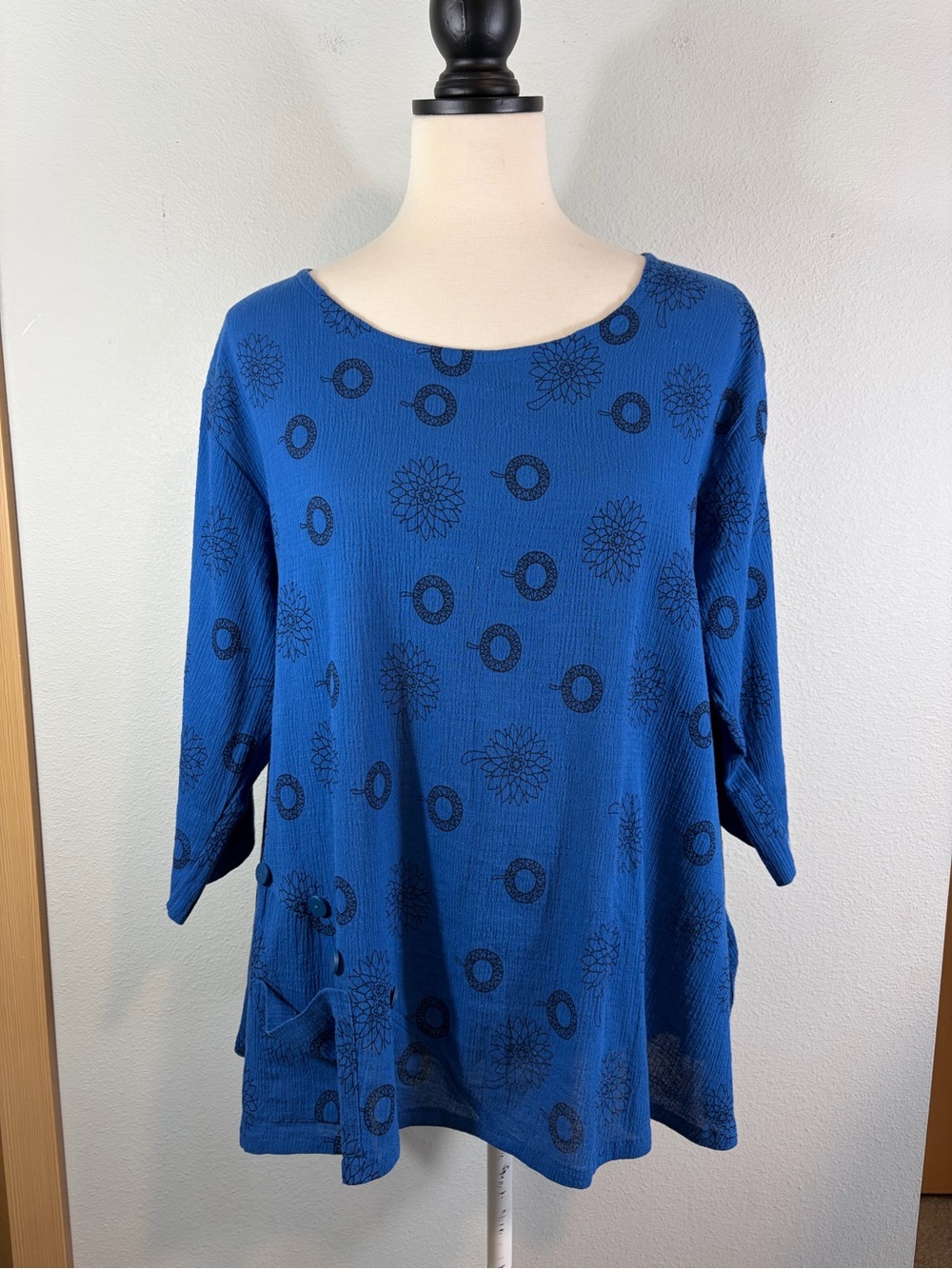 Yasuko Kurisaka Lagenlook Asymmetrical Hem Pocket Tunic